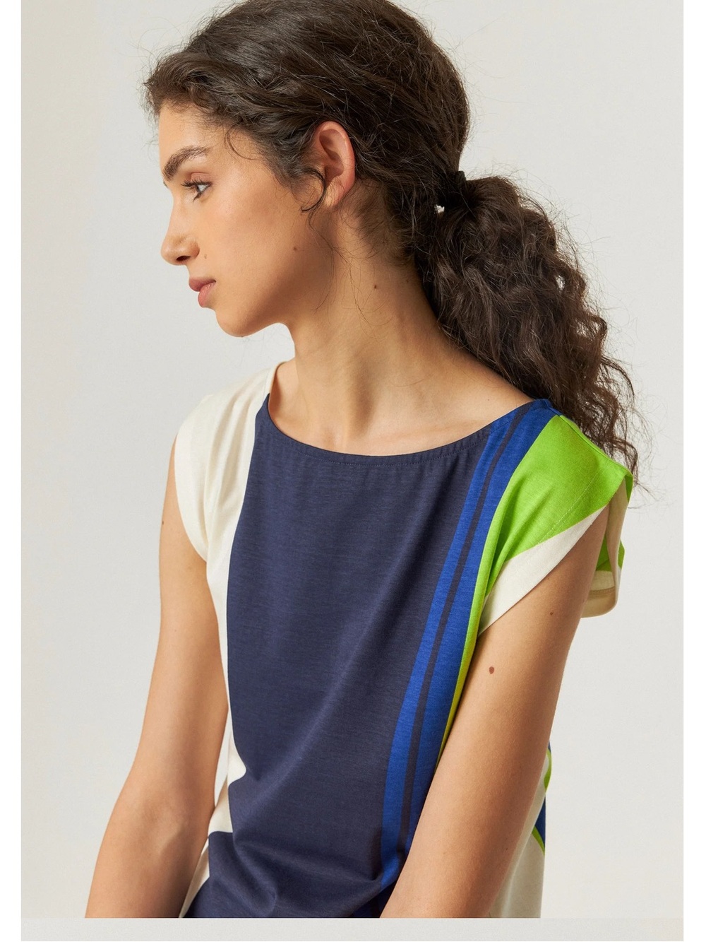 NWT SKFK Marixol-Gots Curves Print Cap Sleeve Organic Cotton Top Size 6